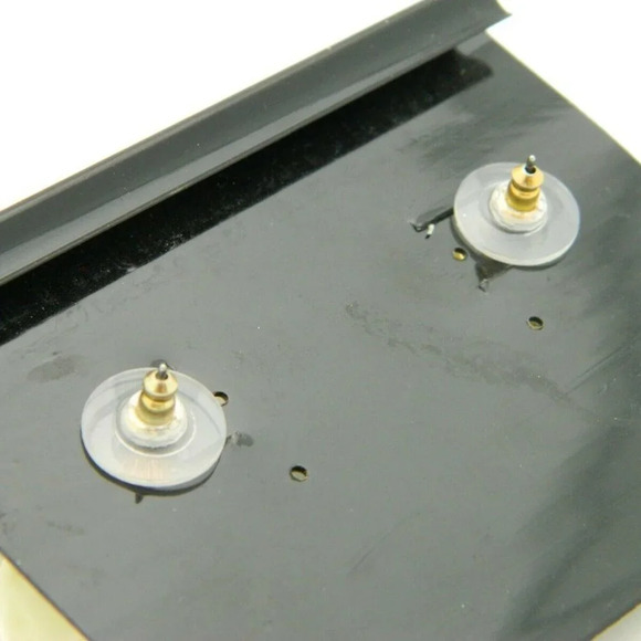 Beige Lucite Rose Flower Enamel Rhinestones Post - Picture 4 of 4